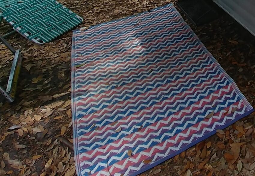 Zig Zag Patterned RV Rug A bright colored zig zag pattern RV rug.