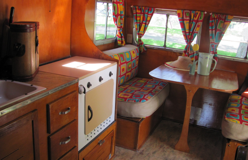 Retro RV camper interior.