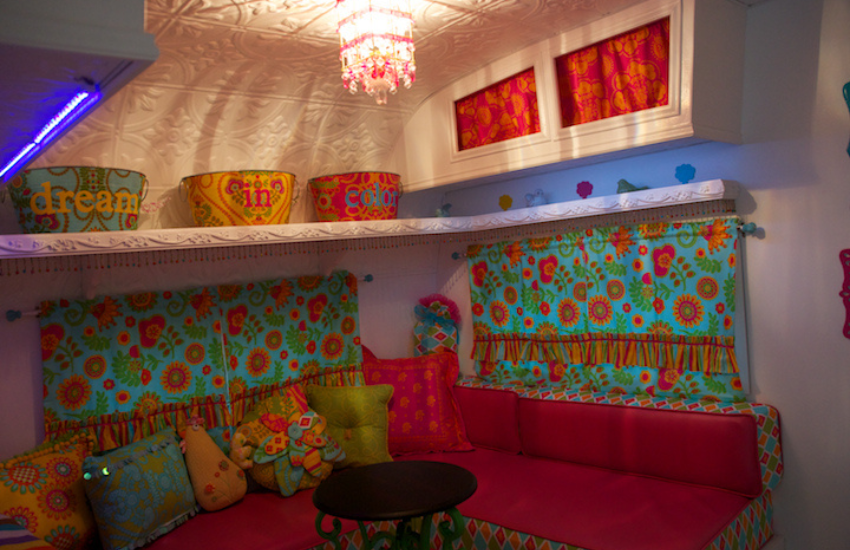 Camper Decor Ideas#18 Bright and colorful vintage camper decor.