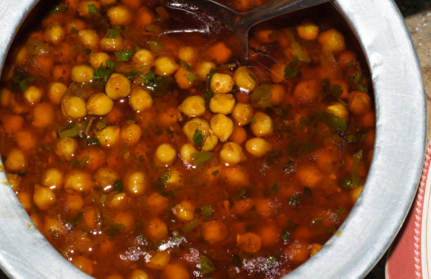 A bowl of chick pea curry.